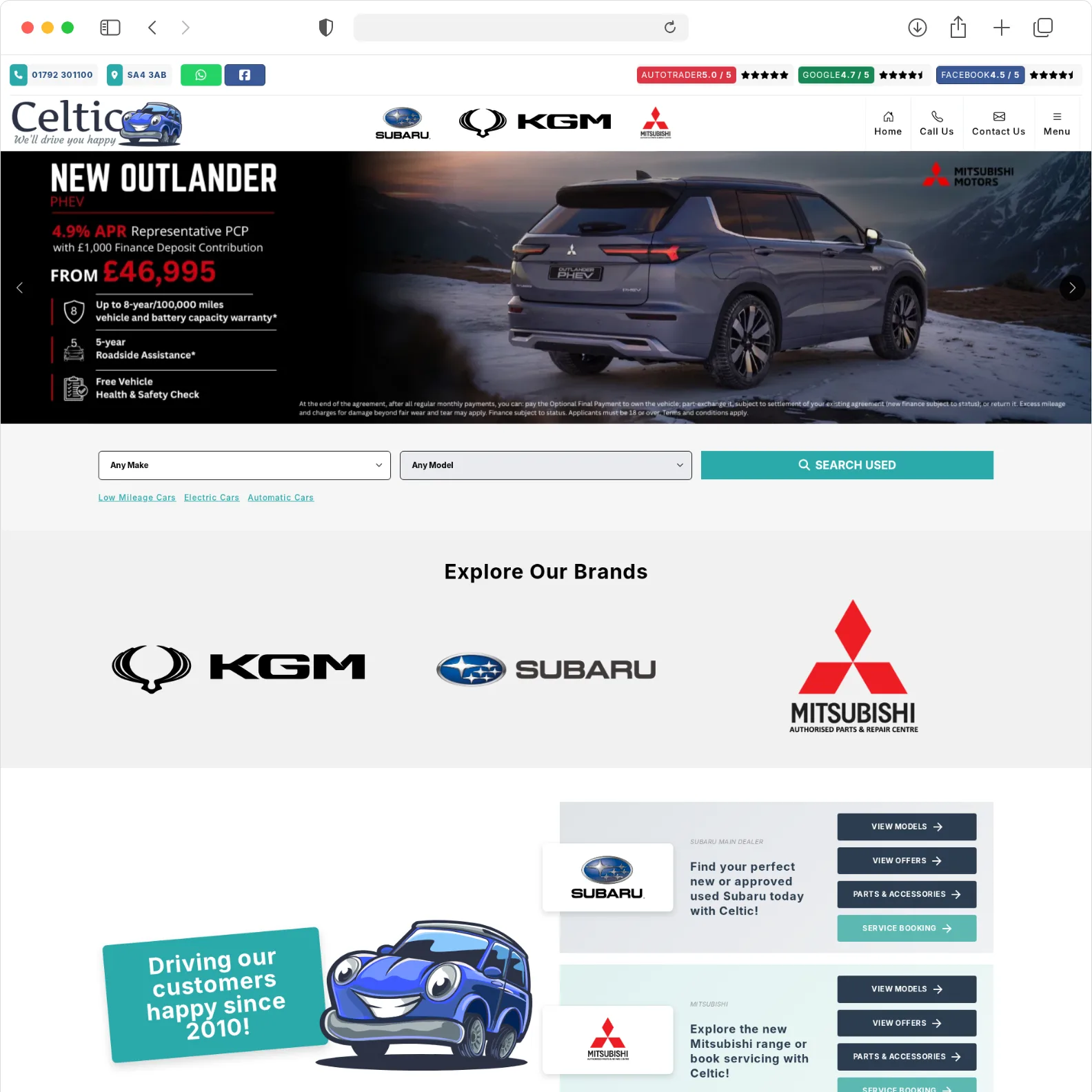 Celtic Auto Group franchise dealer website built by Haswent