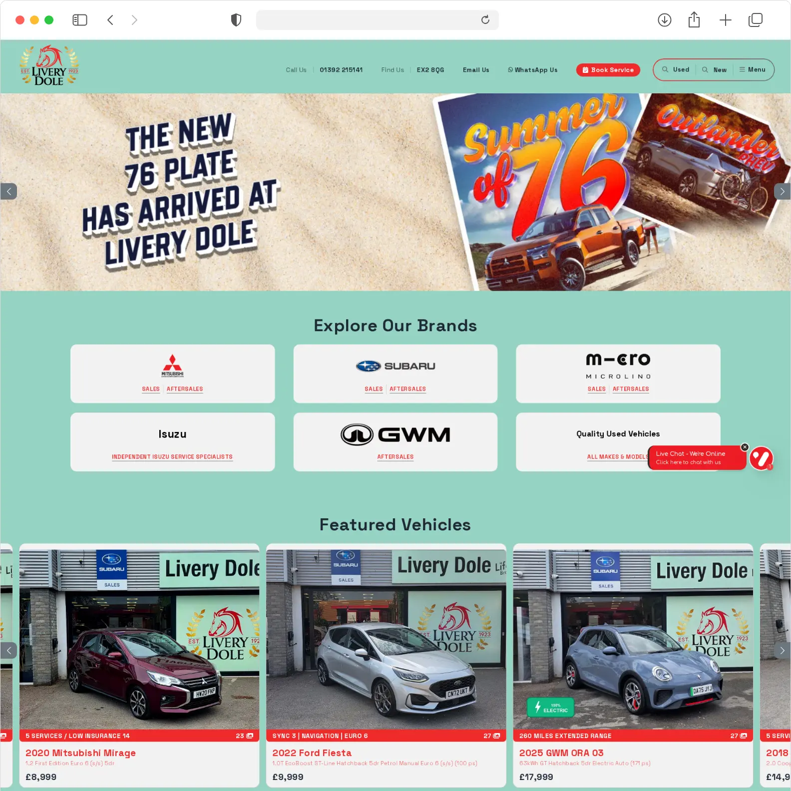 Livery Dole franchise dealer website built by Haswent