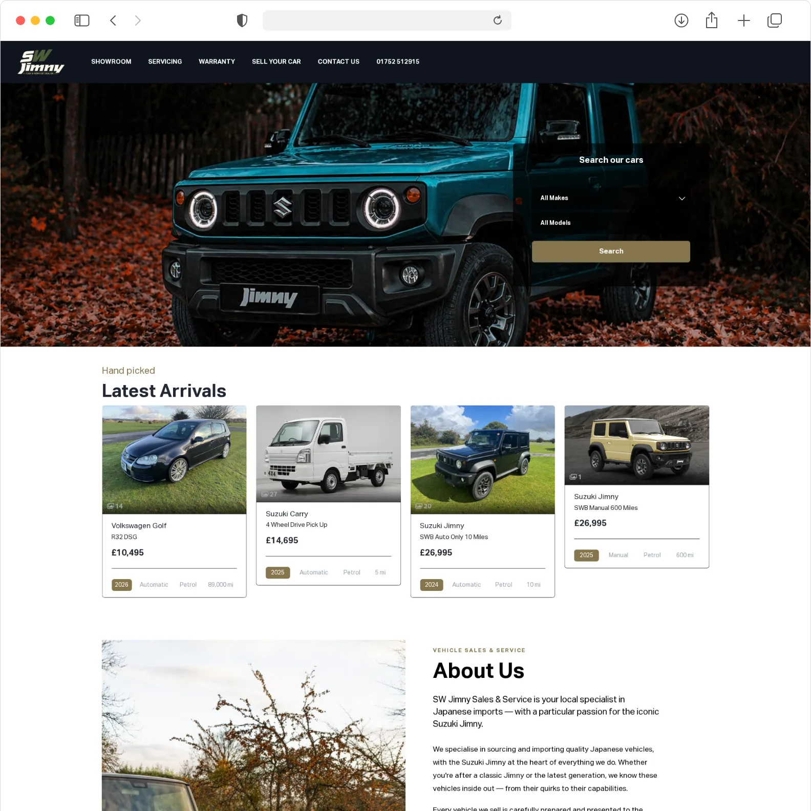 SW Jimny garage website built by Haswent